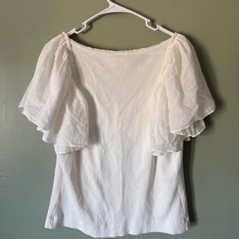 Anthropologie Maeve Flutter Sleeve Top NWT - Picture 7 of 7